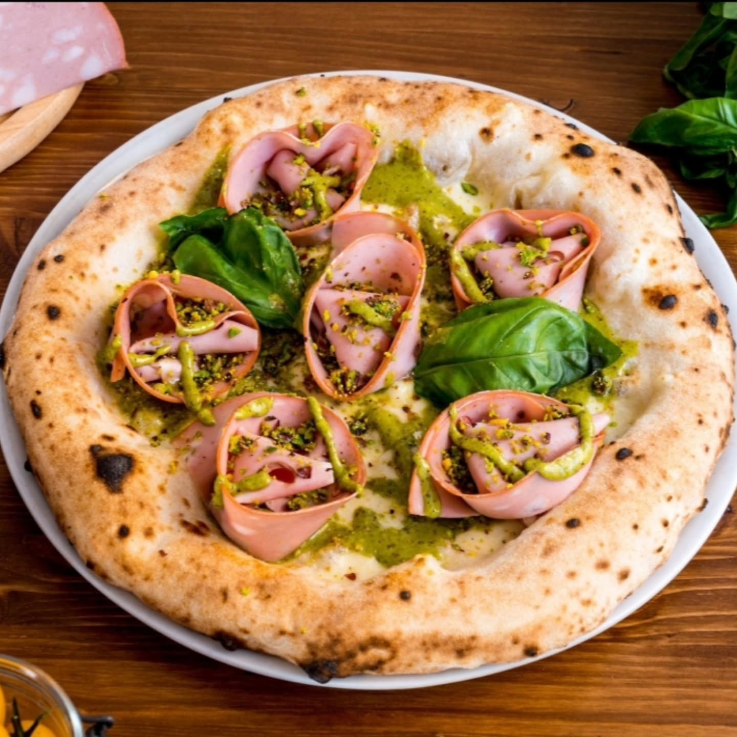 Leopard charred wood-fired pizza crust